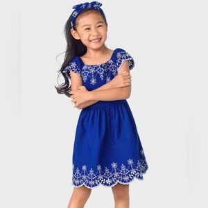 Gymboree Girls Mommy And Me Eyelet Fit And Flare Dress - Blue Belle - Blue
